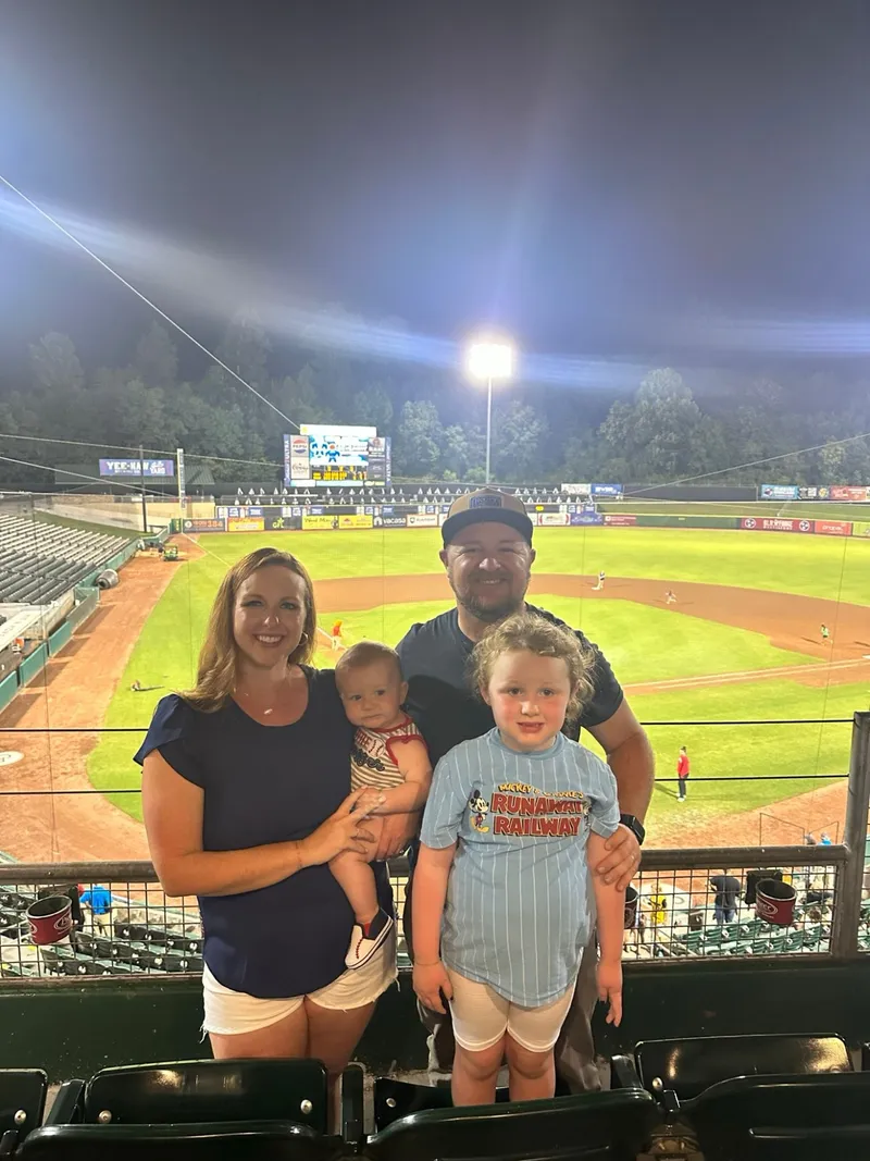 Ryan, Brittany and the kids at a Tennessee Smokies baseball game